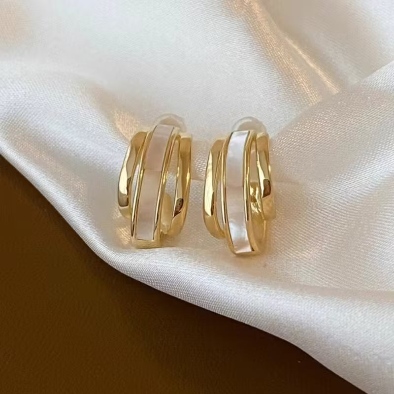 Mother-of-Pearl Inlay Hoop Earrings