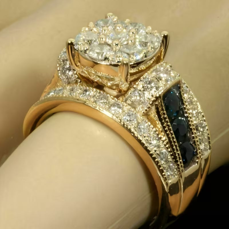 Blue Sapphire Inlay Statement Ring