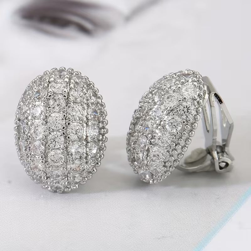 Oval Pavé Dome Earrings