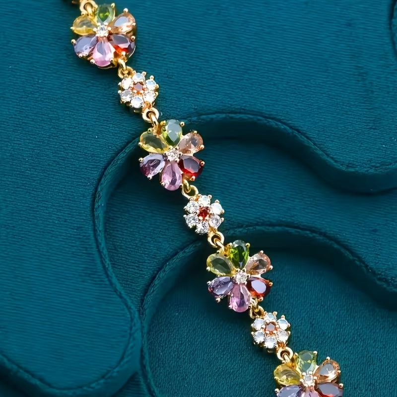 Floral Rainbow Crystal Bracelet