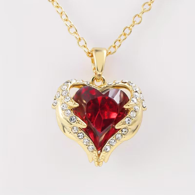 Crimson Heart Pendant Necklace