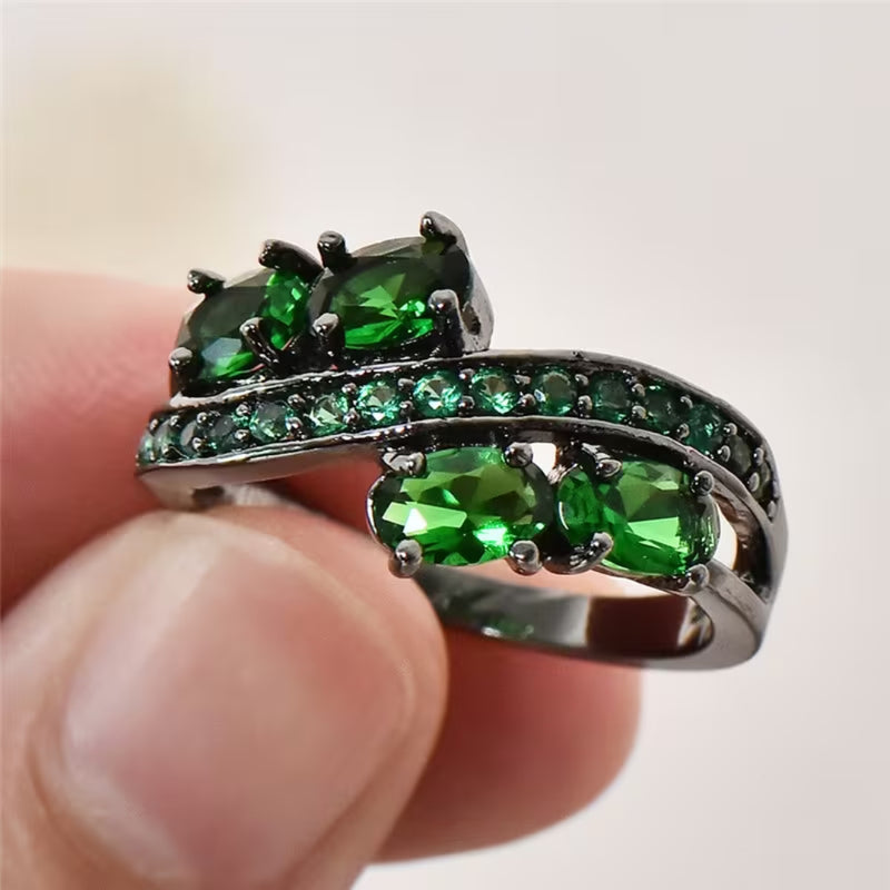 Butterfly Emerald Duo Ring Set