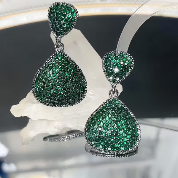 Pavé Emerald Drop Earrings