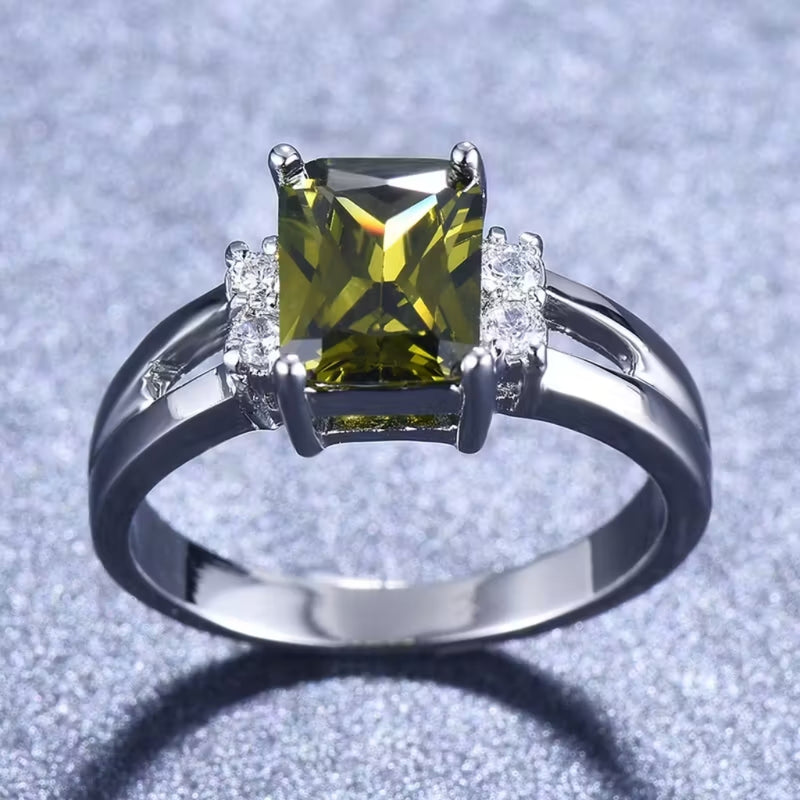 Olive Princess Cut Ring
