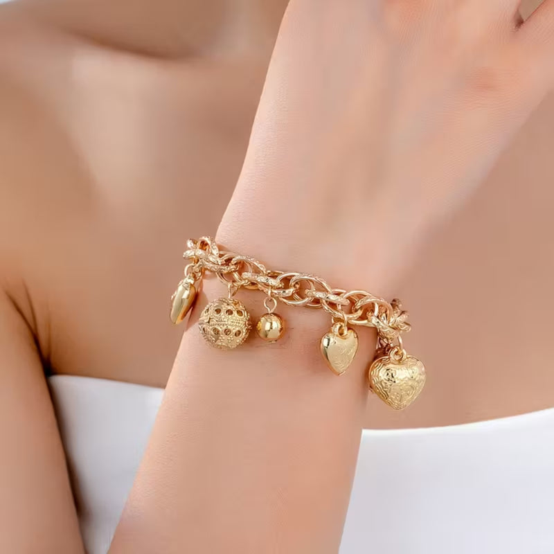Golden Heart Charm Bracelet