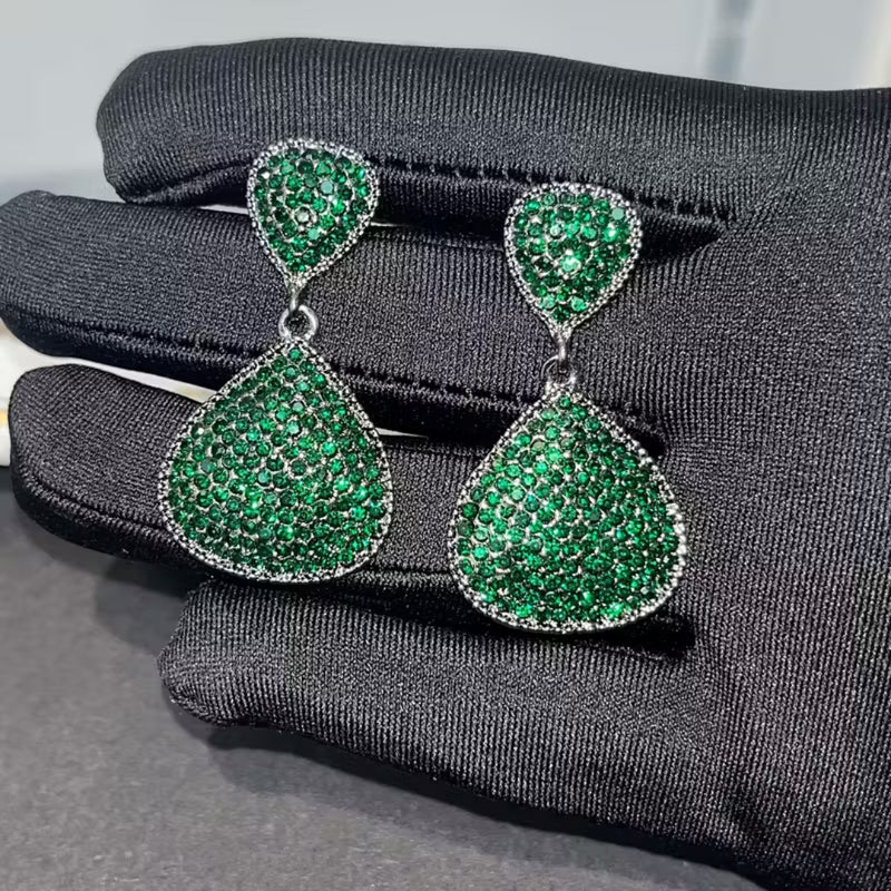 Pavé Emerald Drop Earrings
