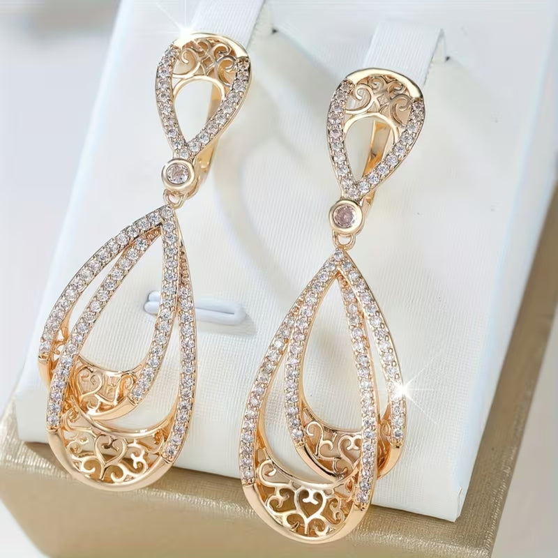 Filigree Drop Pavé Earrings