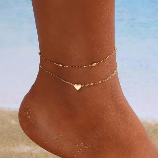 Double Heart Anklet