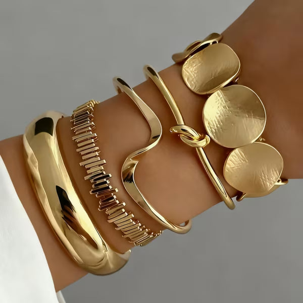 Gold Statement Bracelet Set