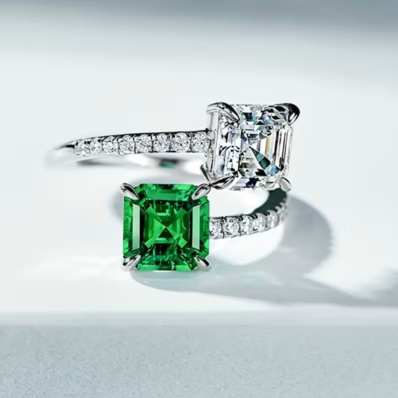 Emerald Twin Bypass Ring