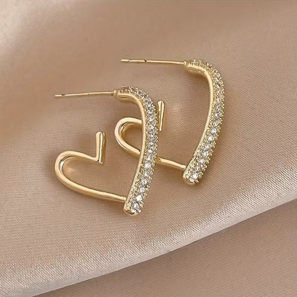 Modern Curve Crystal Earrings