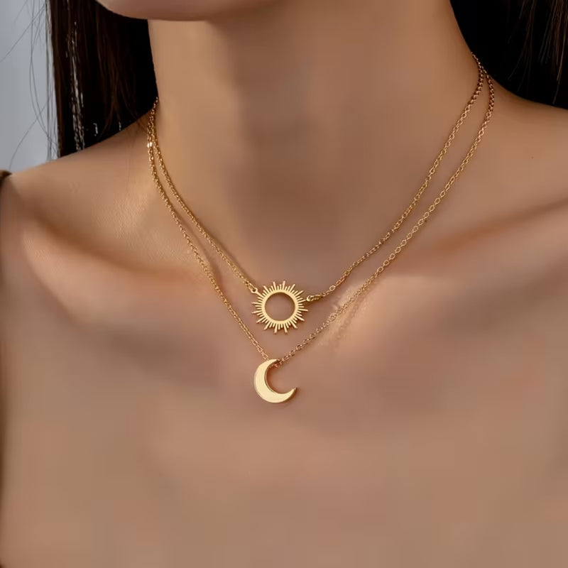 Sun & Moon Layered Necklace