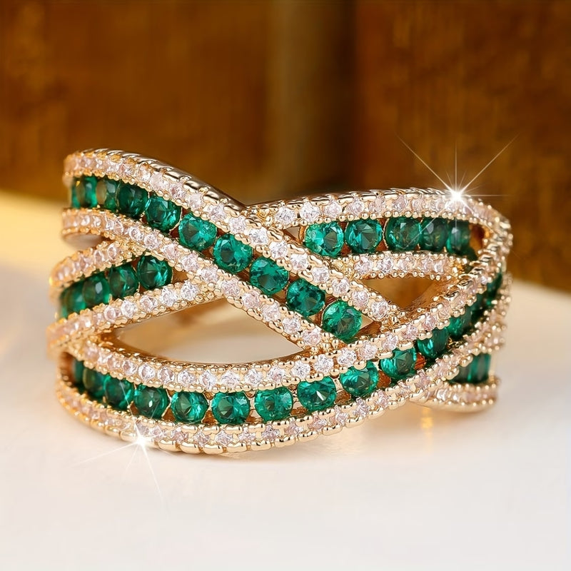 Emerald Infinity Pavé Ring