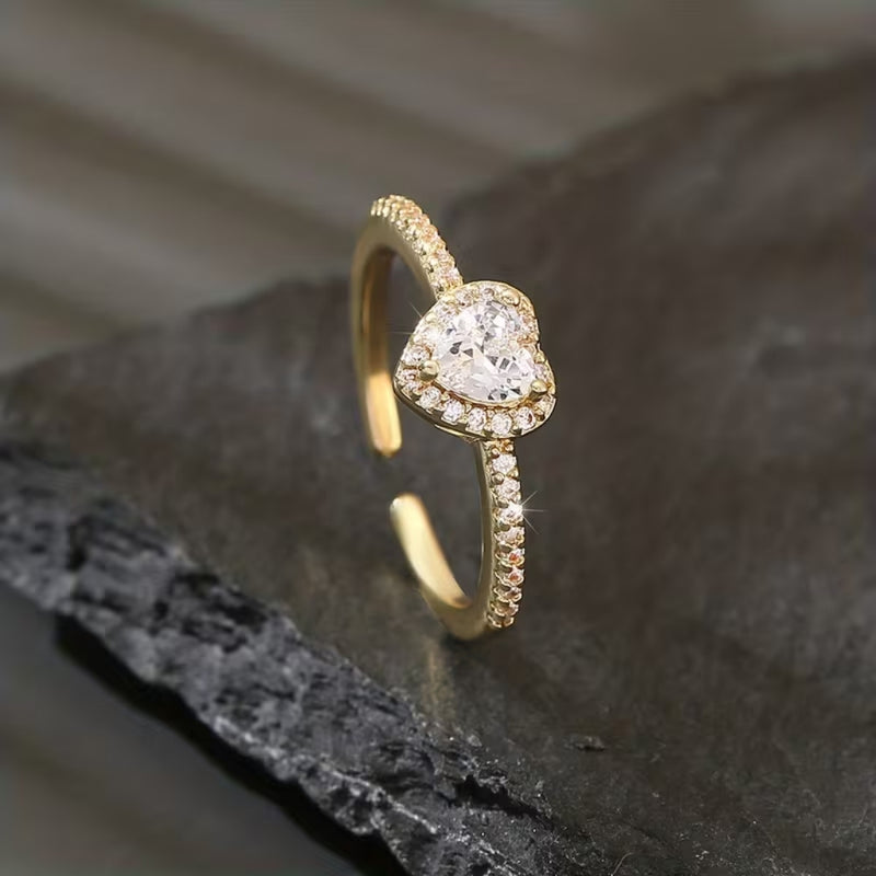 Heart Halo Crystal Ring