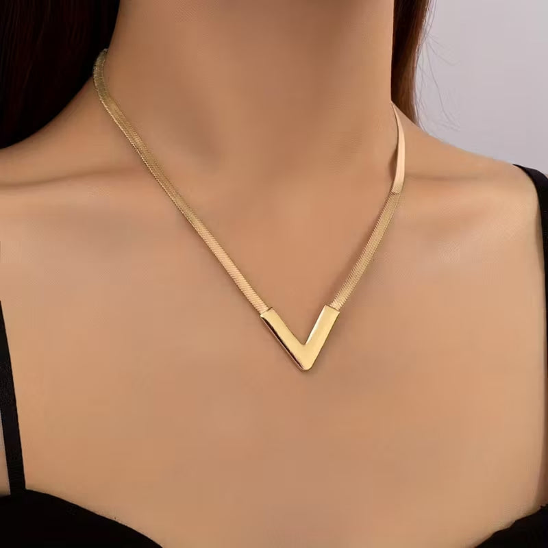 Modern V Gold Necklace