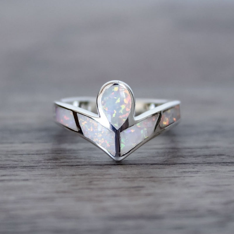 Ethereal Opal Chevron Ring