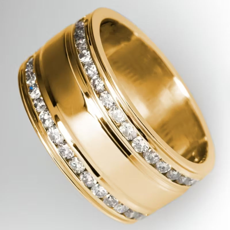 Channel Pavé Gold Band Ring