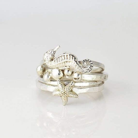 Coastal Seahorse Starfish Stacking Ring