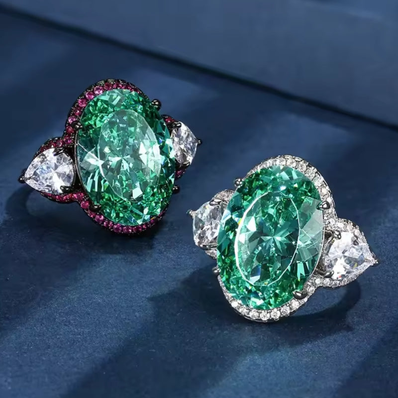 Black Rhodium Emerald Curve Ring