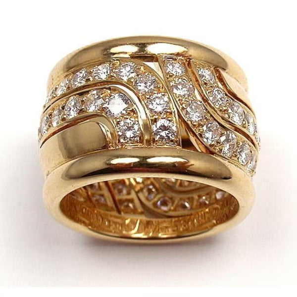 Swirl Pavé Gold Band Ring