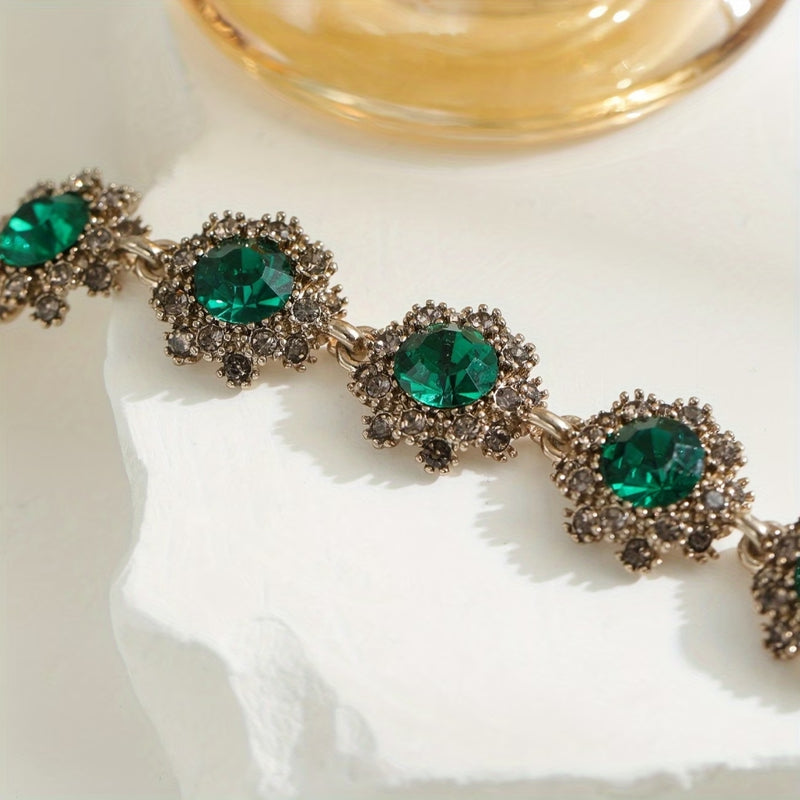 Emerald Halo Link Bracelet