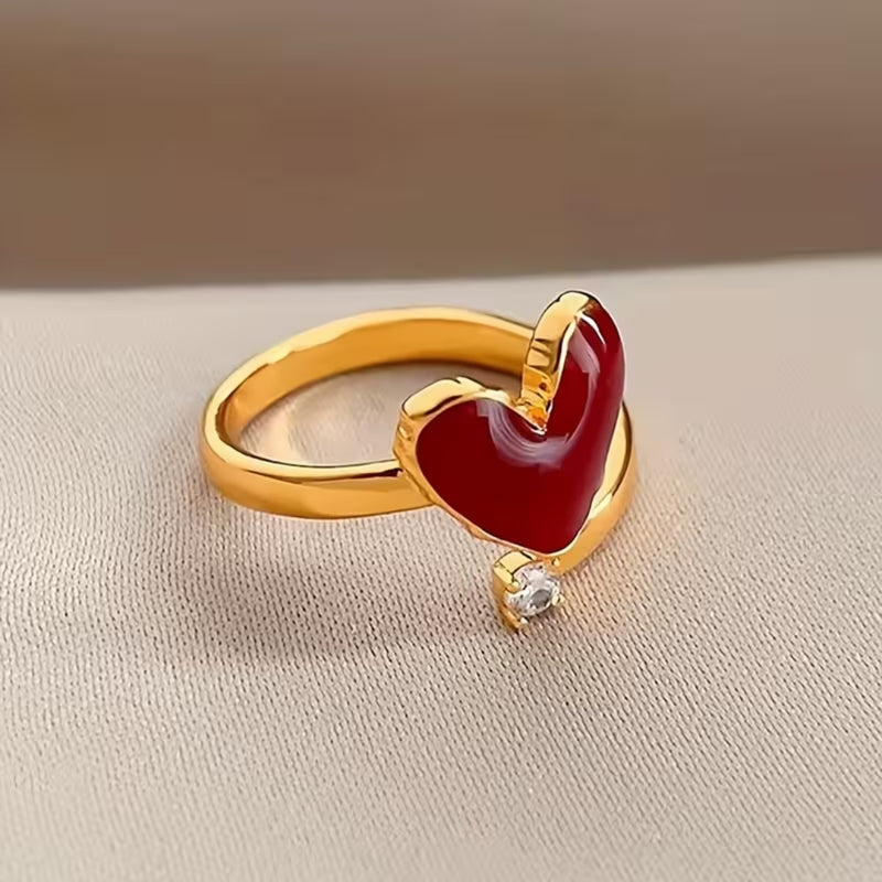 Enamel Heart Open Ring