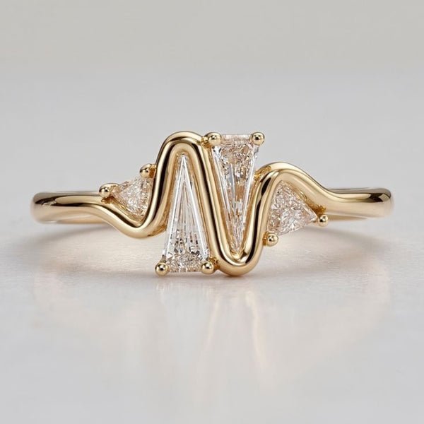Serpentine Wave Baguette Ring
