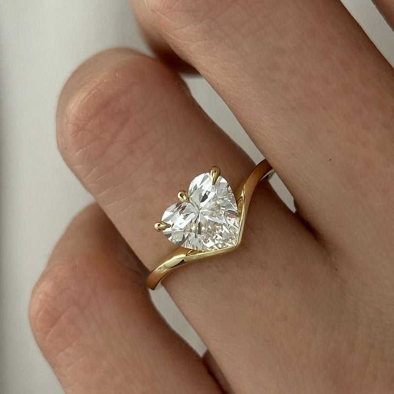 Floating Heart Solitaire Ring