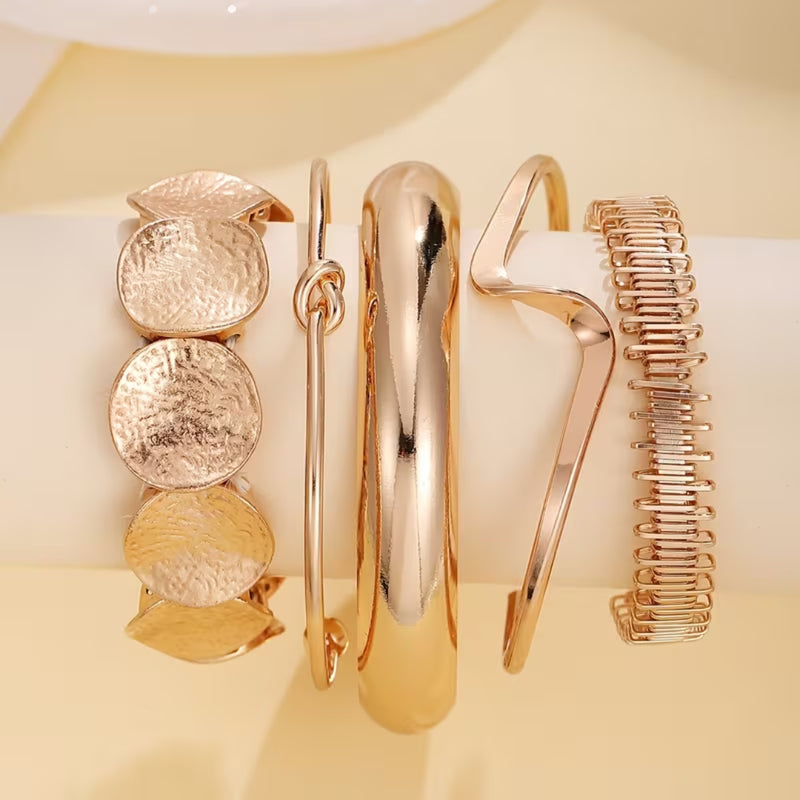 Gold Statement Bracelet Set