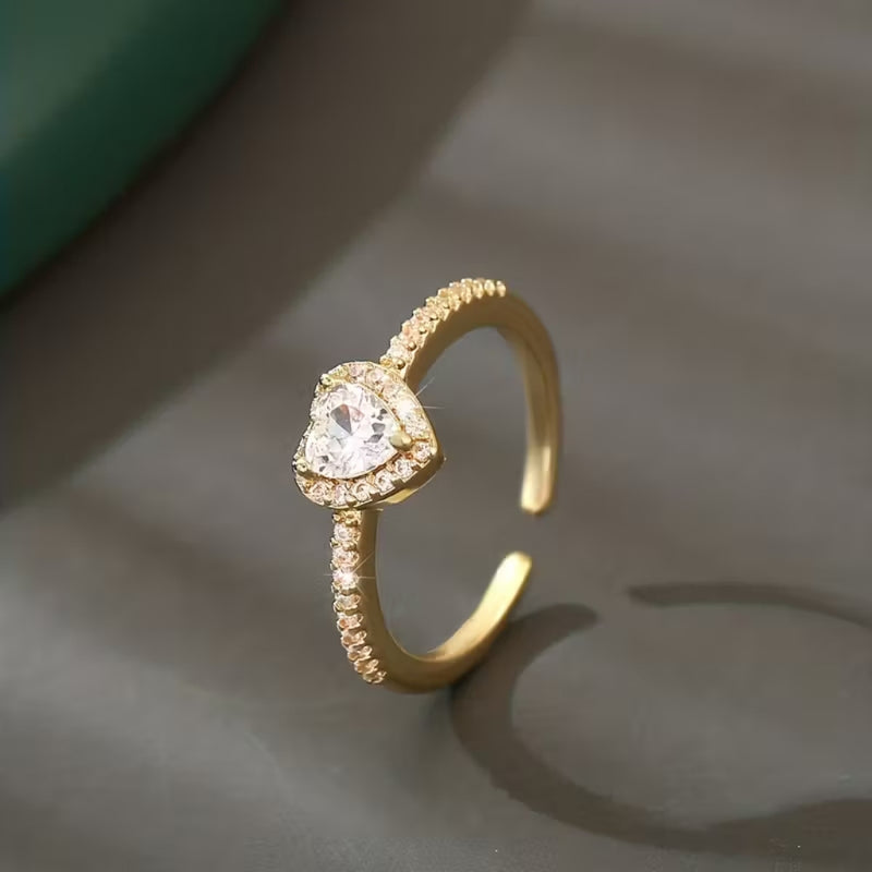Heart Halo Crystal Ring