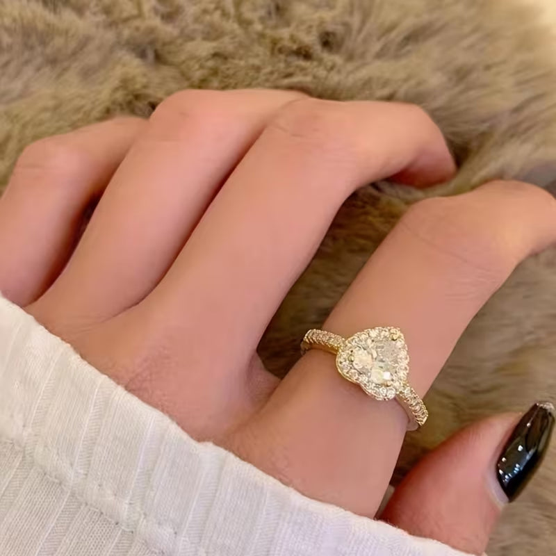 Heart Halo Crystal Ring