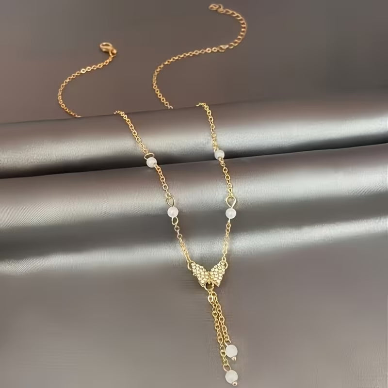 Butterfly Pearl Drop Necklace