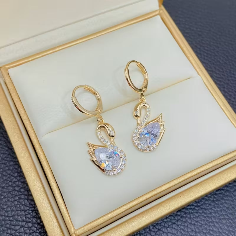 Swan Drop Crystal Earrings