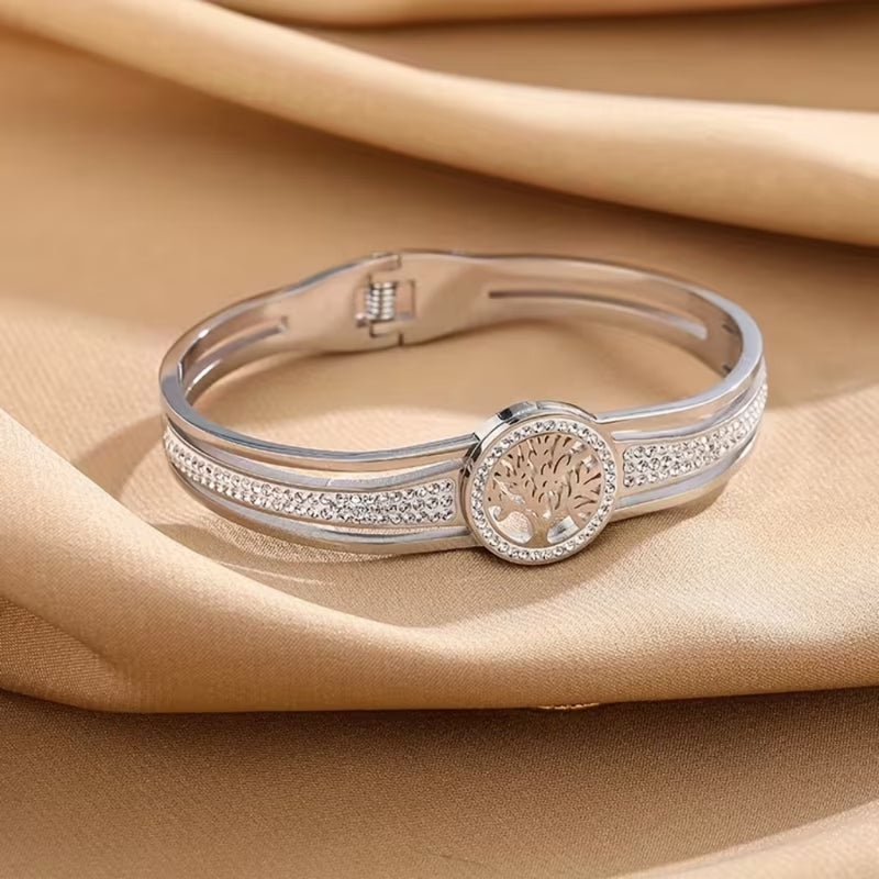 Tree of Life Crystal Cuff Bracelet
