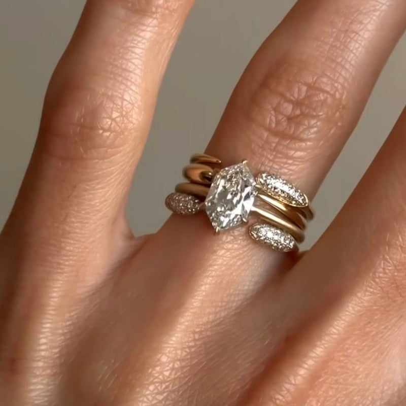 Modern Cushion Stack Ring