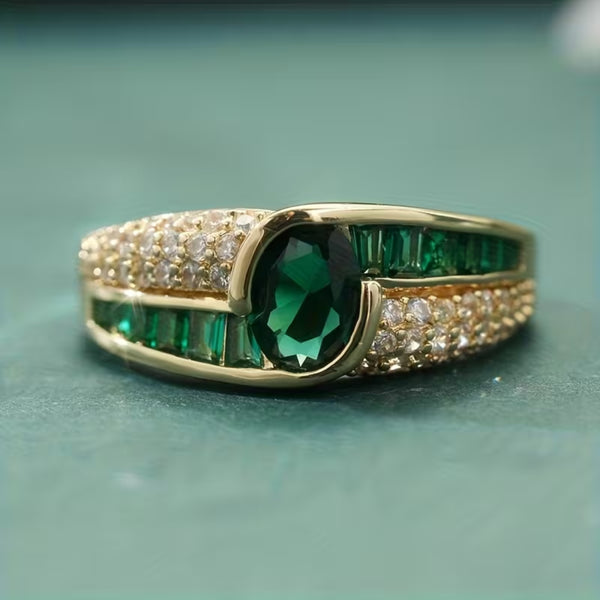 Emerald Baguette Band Ring