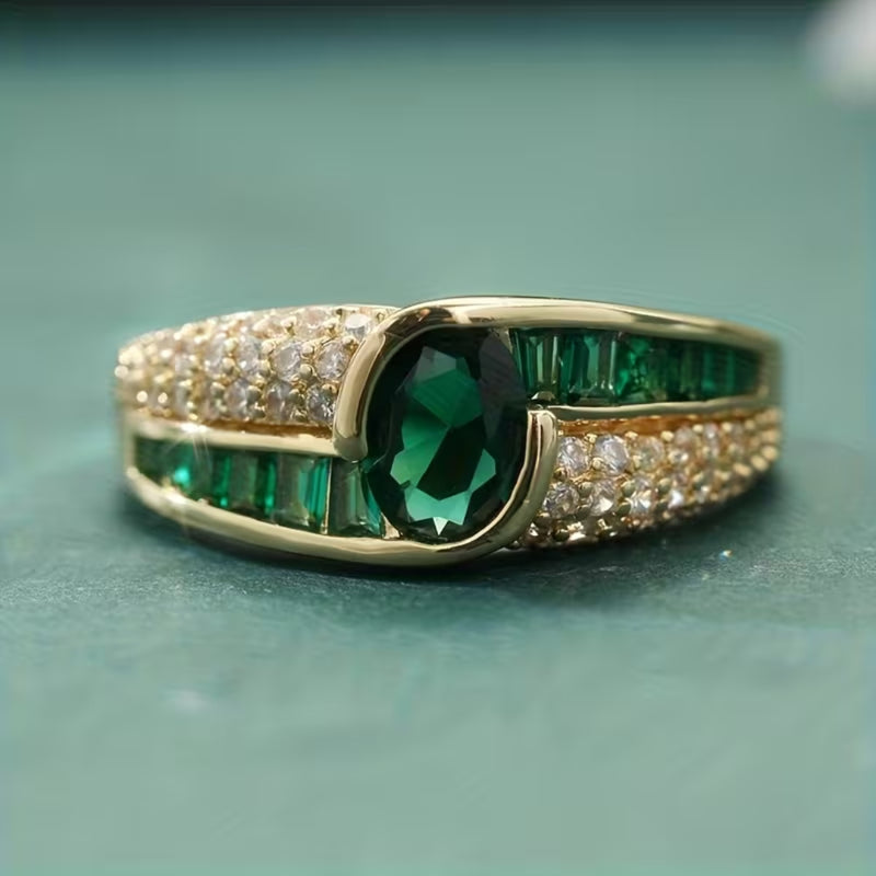 Emerald Baguette Band Ring