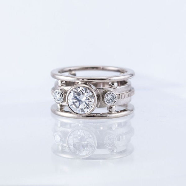 Vintage Diamond Zirconia Silver Ring