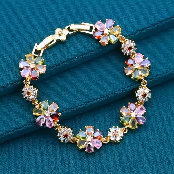 Floral Rainbow Crystal Bracelet