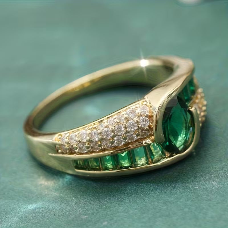 Emerald Baguette Band Ring
