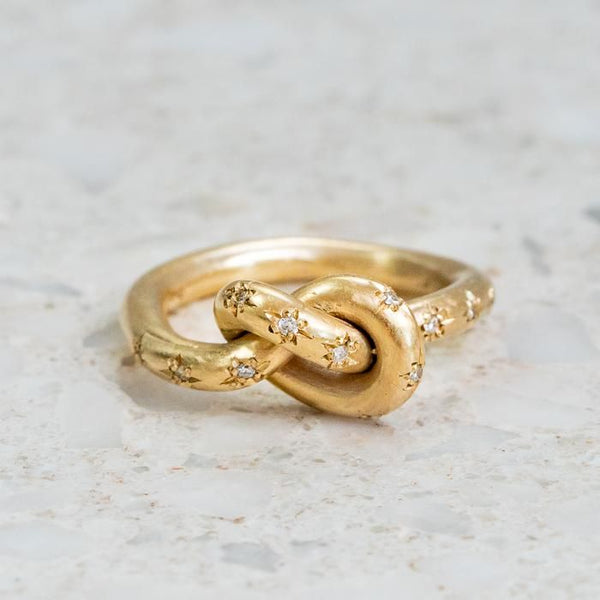 Vintage Knotted Celestial Gold Ring