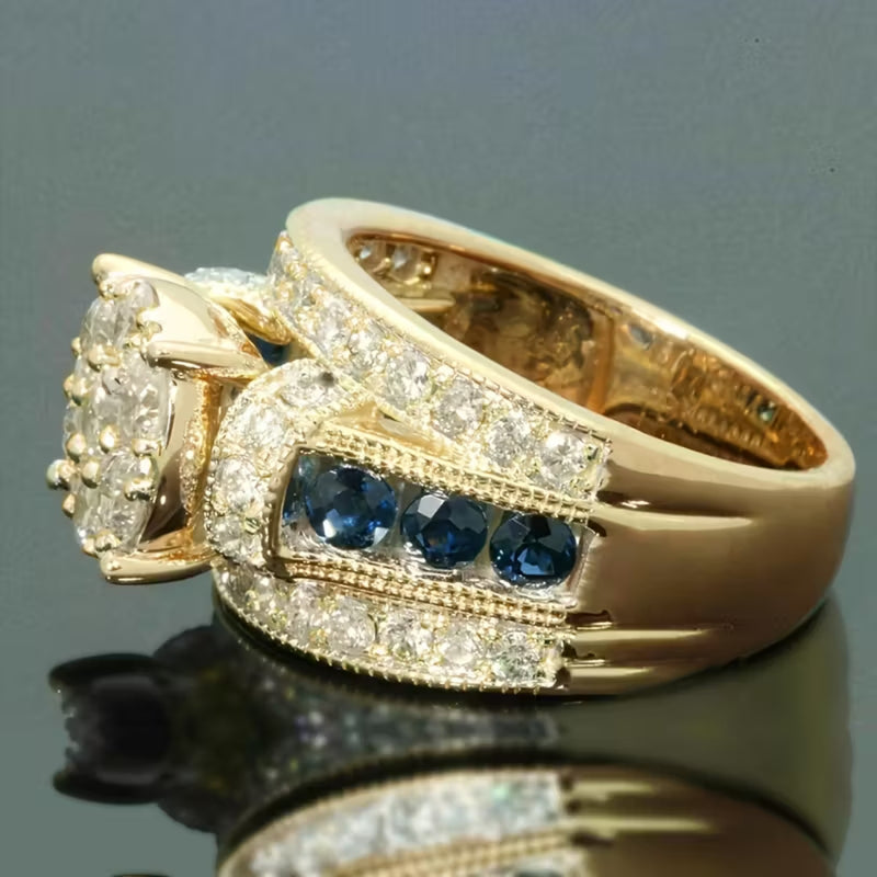 Blue Sapphire Inlay Statement Ring