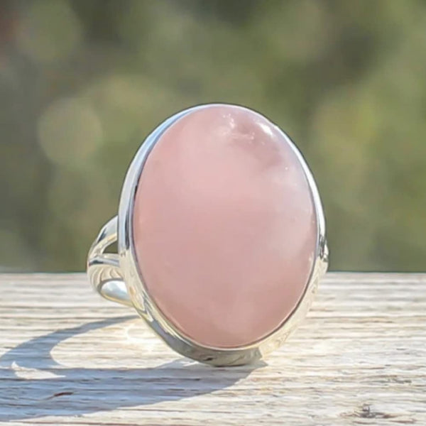 Vintage Pink Stone Silver Ring