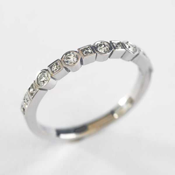 Vintage Inlaid Glass Silver Ring