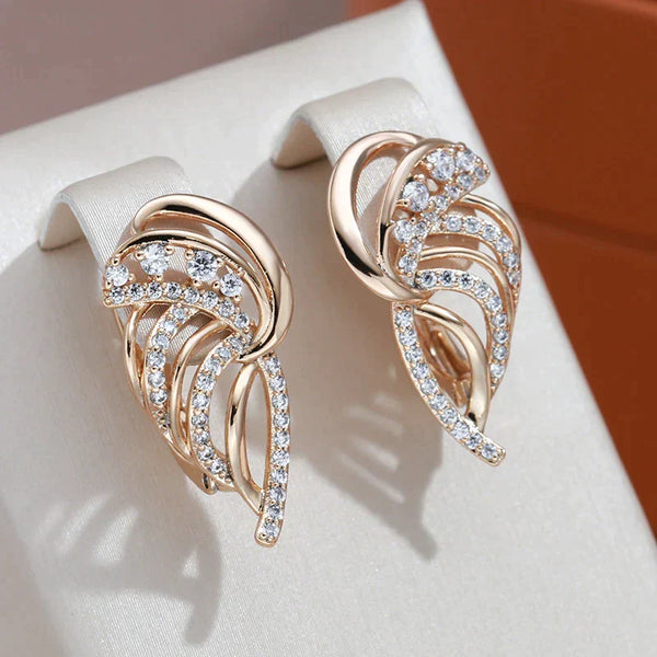 Exotic Elegant Zirconia Earrings in Gold