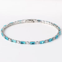 Natural Turquoise Stone Bracelet | White Gold