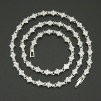 Classic Cluster Tennis Necklace | White Gold
