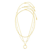 Gold Open Circle Three Row Necklace