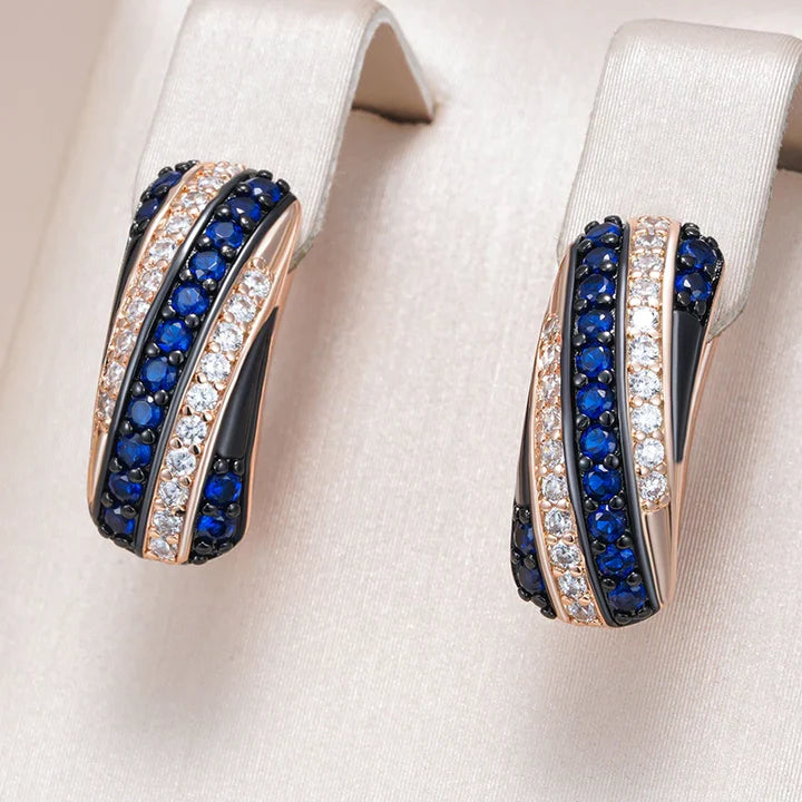 Elegant Blue & White Zirconia Earrings