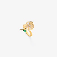 Emerald Leaf Flower Spinning Ring | Gold